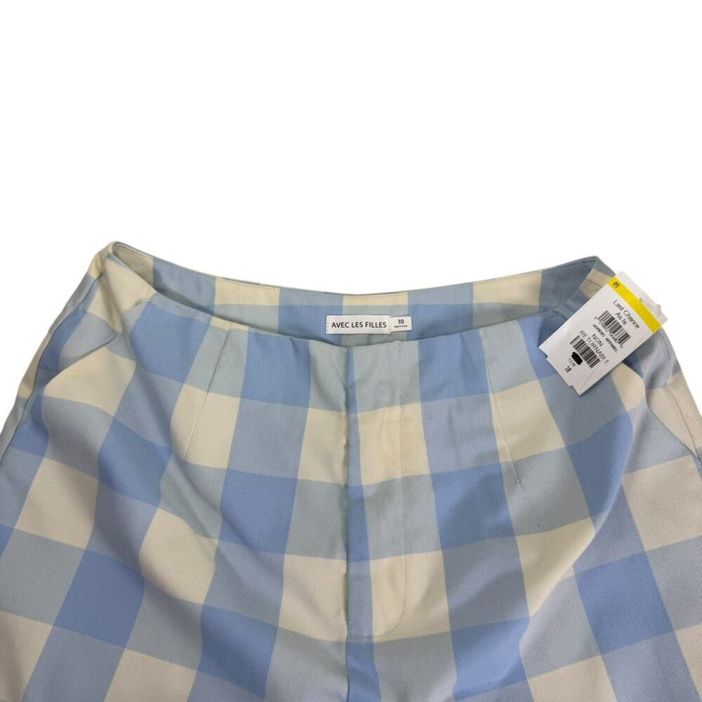Avec Les Filles Blue Gingham Plaid Tailored Shorts Size Varied NWT | Lined - Picture 7 of 10